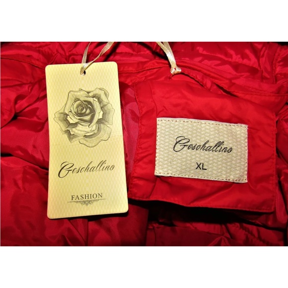 *Geschallino Women's Red Quilted Puffer Coat Jacket XL NWT - Picture 3 of 3
